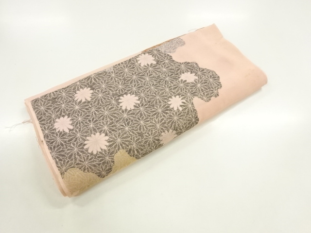 JAPANESE KIMONO / ANTIQUE ARAIHARI  FOR HAORI / SILK / WOVEN FLOWERS